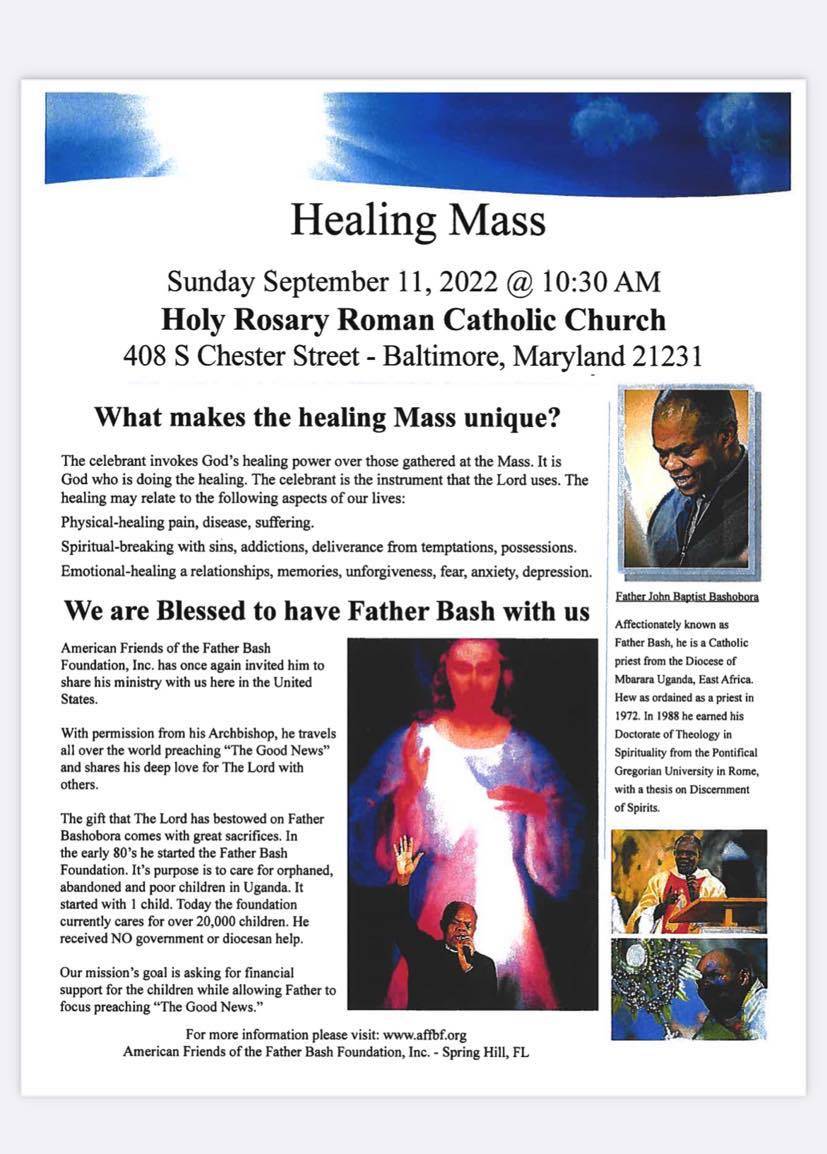 Healing Mass, Sunday September 11, 2022
